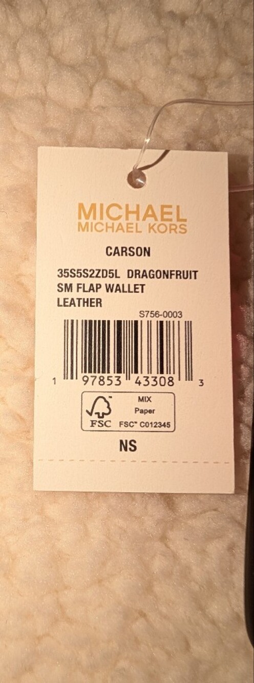 MICHAEL Michael Kors Carson Small Flat Leather Snap Wallet Dragonfruit Pink NWT - Picture 5 of 5